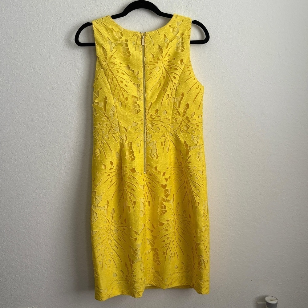 NWT Talbots RSVP Yellow Palm Leaf Sheath Dress Size 8P - Picture 6 of 9